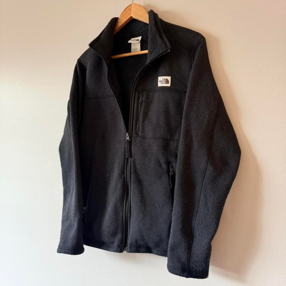 Boxy The North Face Fleece Jacket Black Sherpa Zip Up Minimal Outdoor